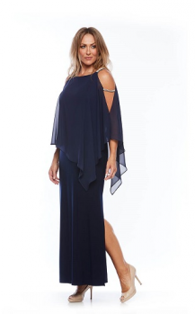 Layla Jones collection, Style Code LJ 0081, Long stretch jersey dress with chiffon overlay and